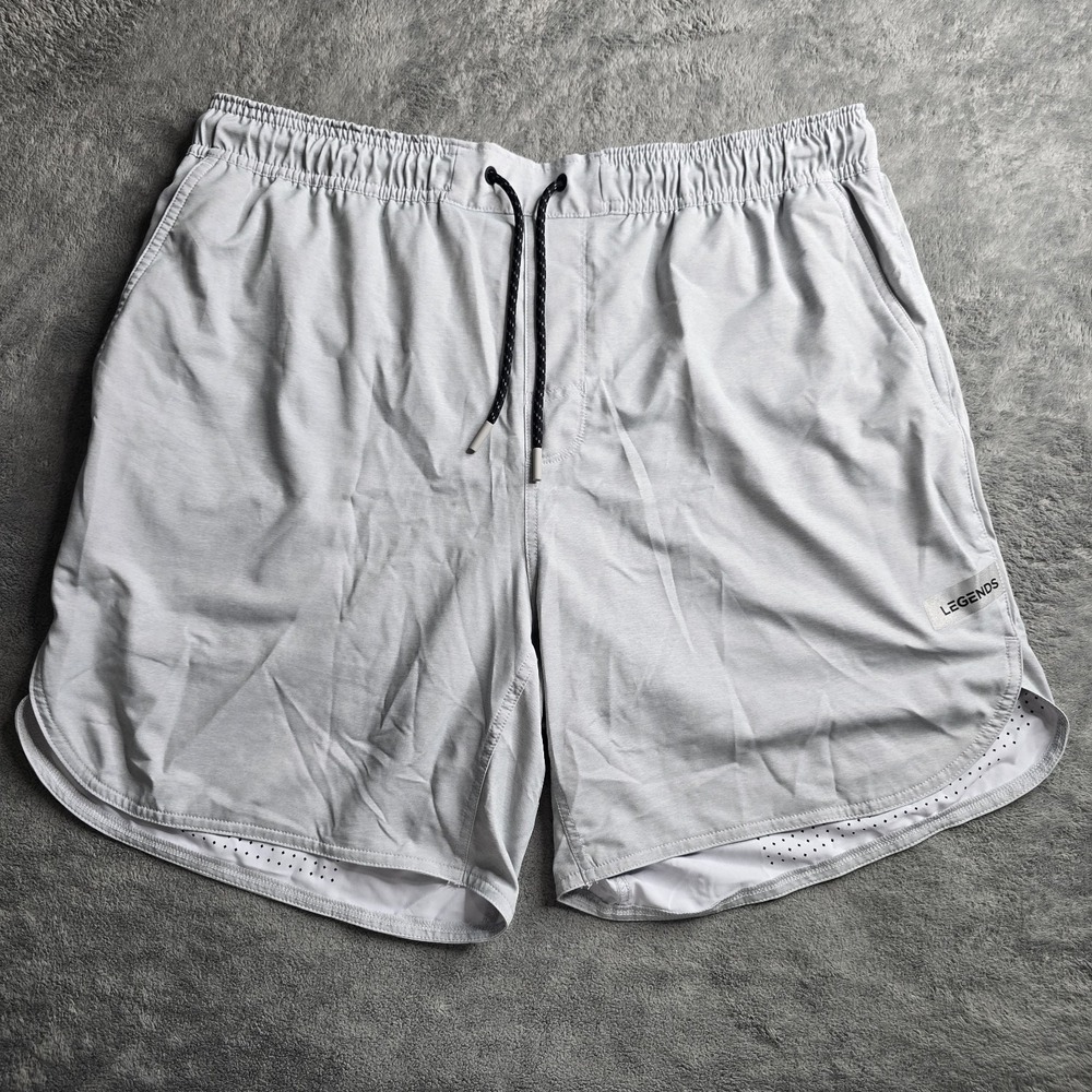 Legends Luka Shorts Mens XL Light Gray Lined Gym Athletic Shorts Vented 7"